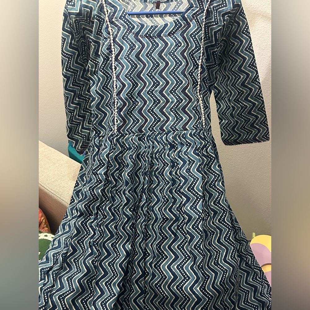 Stylish Blue Zigzag Dress
